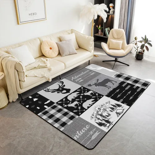 Vista 16 de Erosebridal Alfombra rústica de ciervo de 3 x 5 pies, alfombra de retazos de oso para niños, adolescentes y adultos, alfombra antideslizante de alce
