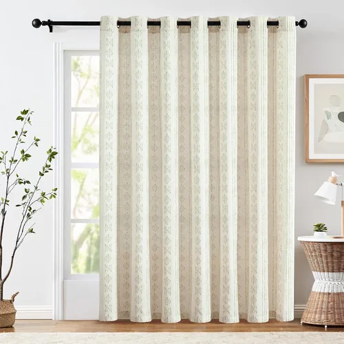 Vista 31 de jinchan Cortinas bohemias a rayas para sala de estar, cortinas de lino estilo granja de 63 pulgadas de largo, 2 paneles para dormitorio, mudcloth