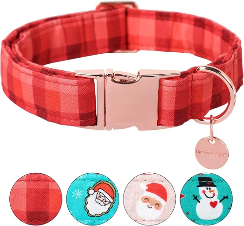 Vista 19 de Collar de perro floral azul, collar floral de algodón ajustable para primavera y verano con colgante de margarita, hebilla de liberación rápida