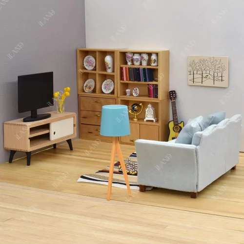 Vista 7 de iLAND Accesorios de casa de muñecas en miniatura para muebles de casa de muñecas, juego de ajedrez mini globo de libro para sala de estudio de casa