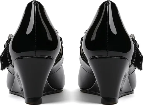 Vista 4 de WAYDERNS Zapatos de tacón bajo Mary Jane con cordones y cadena de metal con punta cuadrada para mujer, zapatos de tacón bajo, 2 pulgadas