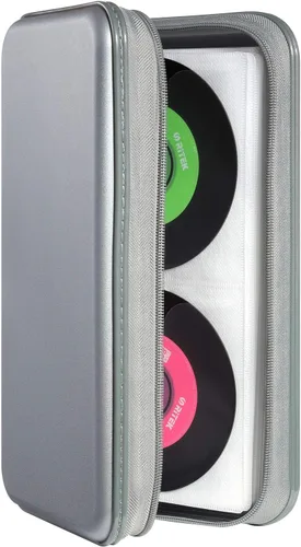 Vista 8 de UENTIP Funda para CD, capacidad para 96 CD, de plástico duro, cartera protectora para CD/DVD, para coche, hogar, viajes (96, negro) CD DVD