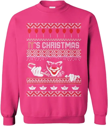 Vista 14 de Tcombo It's Christmas - Sudadera unisex con cuello redondo y payaso espeluznante para Navidad