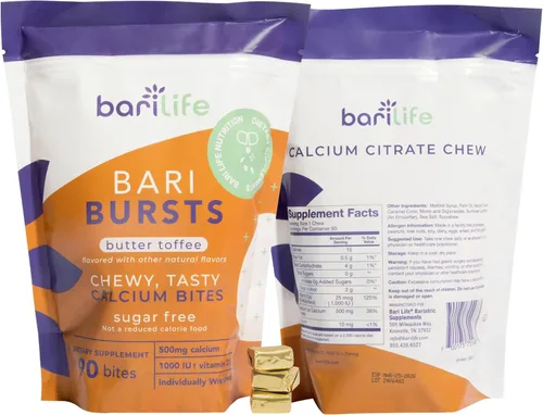 Vista 2 de Masticables de Citrato de Calcio Bariátrico con 1000 UI de Vitamina D3 - Ideal para Pacientes Bariátricos - BariBurst de Bari Life