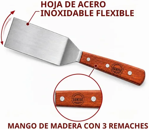 Vista 4 de Sunrise Kitchen Supply - Espátula de acero inoxidable (6 x 3 pulgadas, 2 unidades)