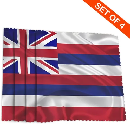 Vista 4 de Rectangular Placemats Set of 4, Heat Resistant Flag of Hawaii American Printed Kitchen Dining Table Mats