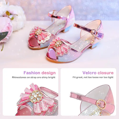 Vista 4 de Osinnme - Sandalias de boda para niña pequeña y grande