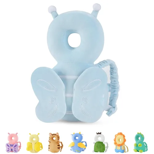 Vista 25 de JunNeng - Mochila protectora de cabeza de bebé para caminar y gatear, pingüino blanco Protector de cabeza suave, transpirable, ajustable