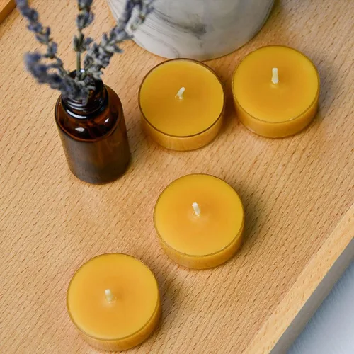 Vista 6 de DEYBBY Velas de té de cera de abeja natural sin perfume, paquete de 10