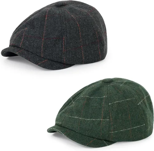 Vista 13 de Gorro de periódico de 3 piezas para hombres y mujeres, elástico de 8 paneles