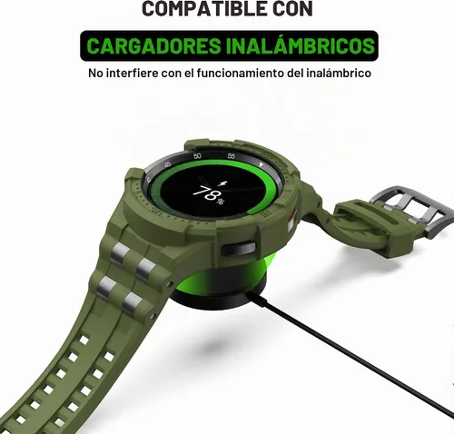 Vista 3 de Correa compatible con Samsung Galaxy Watch 6 Classic de 1.850 in, funda resistente de una pieza con correa (2023)