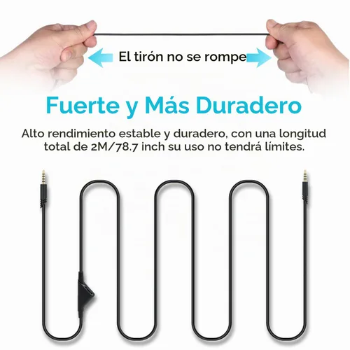 Vista 5 de Wigearss 2M 6.5 pies de repuesto de cable de auricular - negro