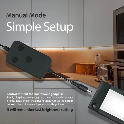 Vista 5 de EShine Paquete de 3 luces LED regulables inteligentes negras de 7 pulgadas para debajo del gabinete, compatible con Alexa, Google, blanco cálido