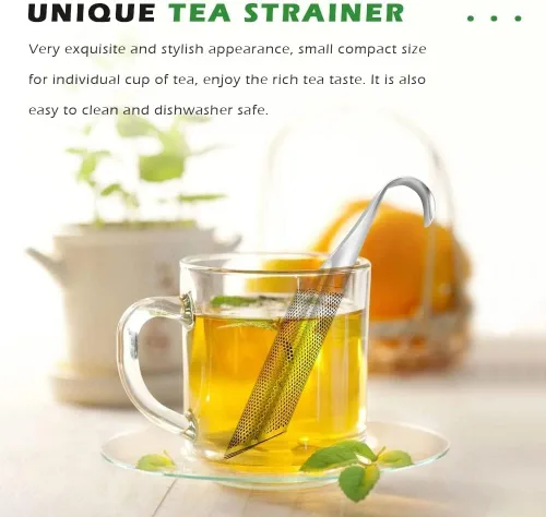 Vista 4 de 2 difusores de té de acero inoxidable, coladores de té de acero inoxidable para té suelto con mango de gancho para colgar, difusor de té de mango