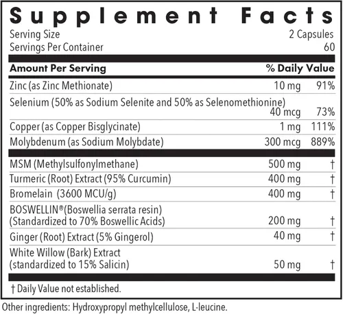 Vista 2 de Allergy Research Group - InflaMed - Soporte Articular, Atletas - Curcumina, Jengibre, MSM - 120 Cápsulas Vegetarianas
