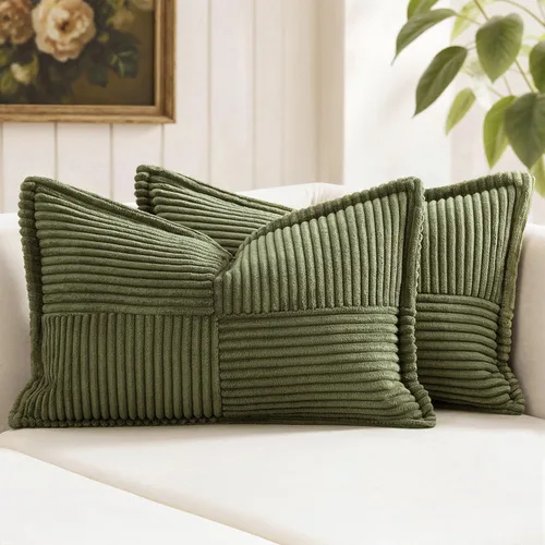 Vista 77 de MIULEE - Juego de 2 fundas de almohada beige de 12 x 12 pulgadas con entretejido, fundas de almohada a rayas bohemias supersuaves con textura