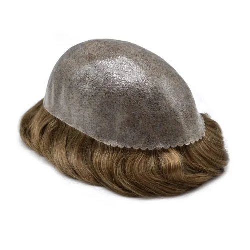 Vista 359 de Toupee para hombre 100% cabello humano real tupé para hombres 0.004 in piel de poliuretano para hombre, sistema de reemplazo de piezas de pelo