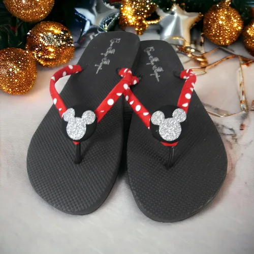Vista 4 de Bling Mickey Mouse Disney Flip Flops Sandals for Girls and Ladies