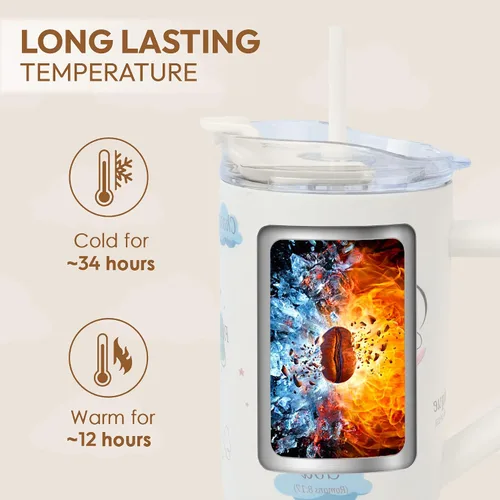 Vista 5 de Tamarac Regalos cristianos para mujeres, vaso de inspiración de 40 onzas con asa y tapa con pajilla, taza de café de viaje de acero inoxidable