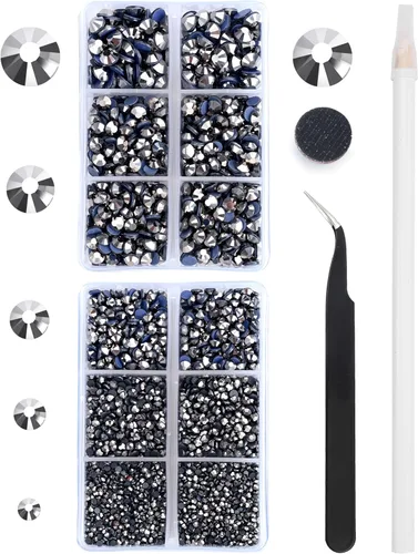 Vista 13 de 6796PCS Diamantes de Imitación Termoadhesivos de Aguamarina Piedras de Cristal de Vidrio para Tela Ropa Camisas Brillantes Parte Trasera Plana