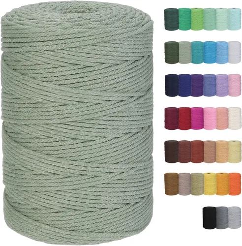 Vista 8 de Cuerda de macramé de algodón de 2 mm, 220 yardas, suministros naturales de macramé de color, cuerda de algodón suave para artesanía, para colgar