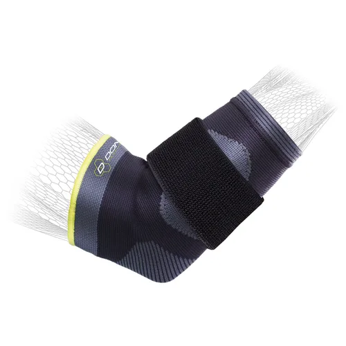 Vista 3 de DonJoy Performance Codera de punto de lujo con correa de compresión, ideal para codo de golfista, codo de tenis y tendinitis de codo, pequeña, negra