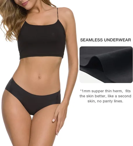 Vista 3 de Altheanray - Ropa interior sin costuras para mujer, ropa interior de bikini suave y elástica, paquete múltiple