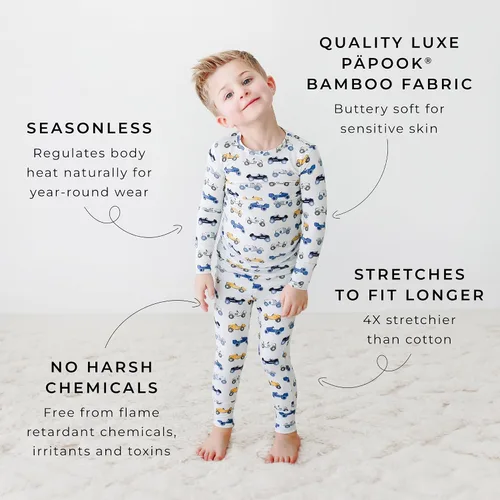 Vista 3 de Posh Peanut Conjunto de pijama unisex Ropa para niños pequeños Pijama de dos piezas para niñas Viscosa suave de bambú
