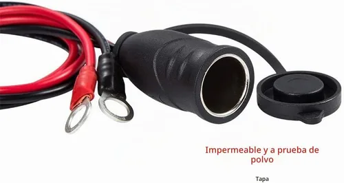 Vista 4 de Terminal de ojal de anillo de 3/8 pulgadas a enchufe de encendedor de cigarrillos hembra Cable de refuerzo de batería de servicio pesado Fusible 30A