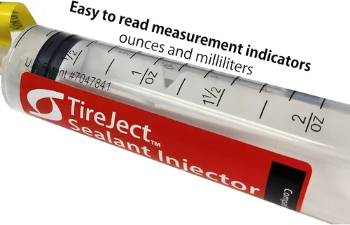 Vista 2 de Inyector de sellador de neumáticos TireJect - Jeringa aplicadora de inyector de sellador sin cámara compatible con Presta y Schrader - Instalación