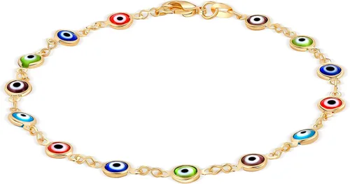 Vista 6 de Barzel Tobillera chapada en oro de 18k con ojo malvado - Hecha en Brasil Azul