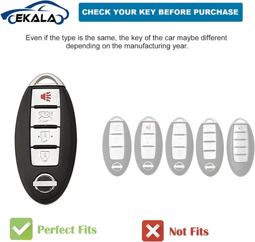 Vista 2 de EKALA Funda para llave Nissan – TPU suave, blanco con brillo, se adapta a llaveros de 4 botones (Altima, Armada, Maxima, Sentra, Rogue, Pathfinder)