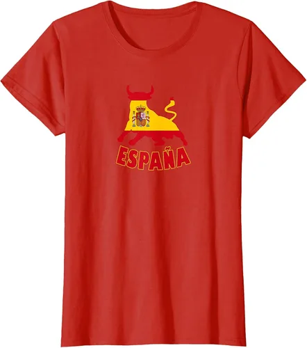 Vista 38 de Spain Espana with Bull and National Flag/Present T-Shirt Asphalt Grey
