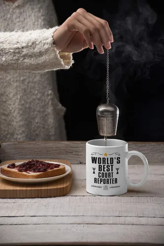 Vista 5 de Casitika Regalos para reportero de la corte. Taza de café de informes judiciales de 11 onzas. El mejor reportero del mundo. Idea de regalo