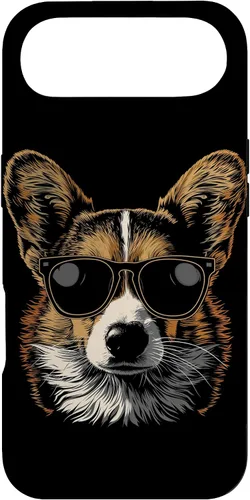 Vista 23 de iPhone 16 Corgi con gafas de sol divertido perro mamá papá Corgi caso