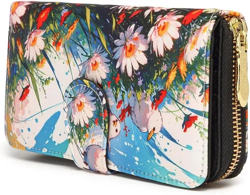 Vista 211 de Cartera de mano para mujer, estilo bohemio, con RFID, elegante, espaciosa con correa para viajes, capacidad para tarjetas, teléfono, dinero