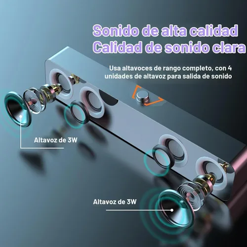 Vista 2 de Elimavi Altavoces de computadora para PC de escritorio, altavoces de 2.0 canales con iluminación LED estática y control de volumen, con una entrada