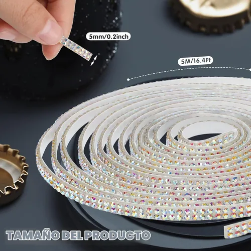 Vista 2 de Kingdder Moldura Brillante para Auto de 16.4 Pies Autoadhesiva con Cristales de Strass Brillantes Accesorios de Interior y Exterior de Auto