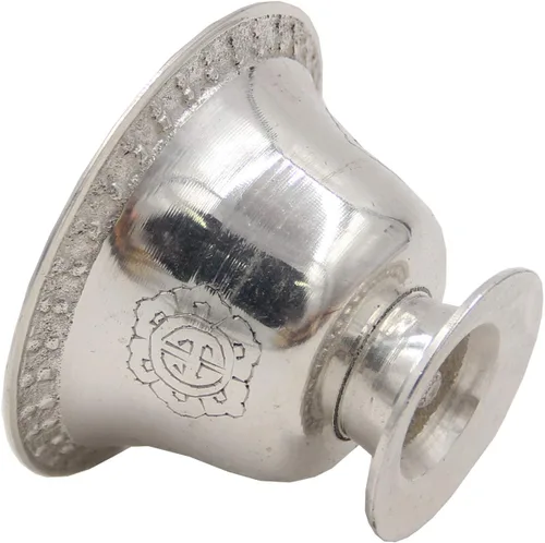 Vista 4 de DharmaObjects Ghee - Soporte para lámpara portavelas de latón tibetano aceite mantequilla suministros (plata, pequeño)