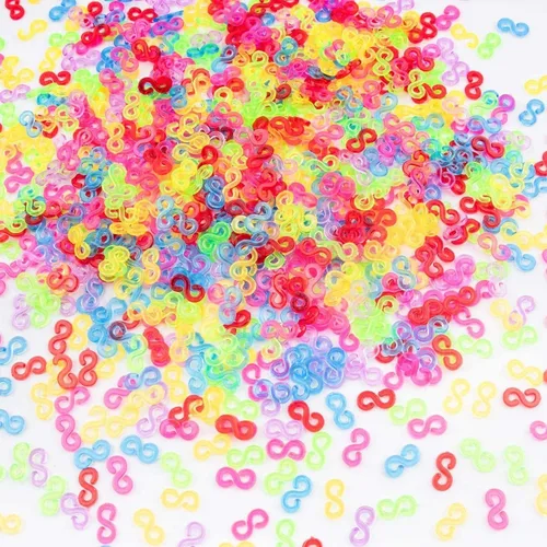 Vista 2 de Rolybag Juego de 400 piezas de coloridos clips en S para telar, conectores de plástico, kit de suplemento para pulseras de telar y hacer pulseras