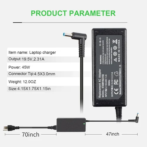 Vista 5 de 45W 740015-002 741727-001 L25296-001 Adaptador de CA para HP Pavilion x360 Envy Spectre Elitebook 840 ProBook Laptop Cable de alimentación