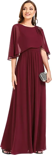 Vista 4 de Ever-Pretty Vestido formal largo de gasa con cuello redondo y manga corta para mujer 0059A