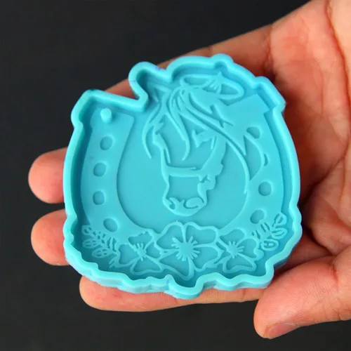 Vista 5 de Molde de silicona para llavero de resina de herradura, para manualidades de resina epoxi, collar, colgante, molde de fundición de resina para hacer