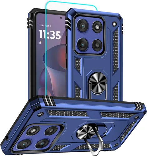 Vista 12 de HNHYGETE Funda para Motorola Edge 2025 con protector de pantalla: soporte giratorio de grado 360° (antideslizante) protección contra caídas y golpes