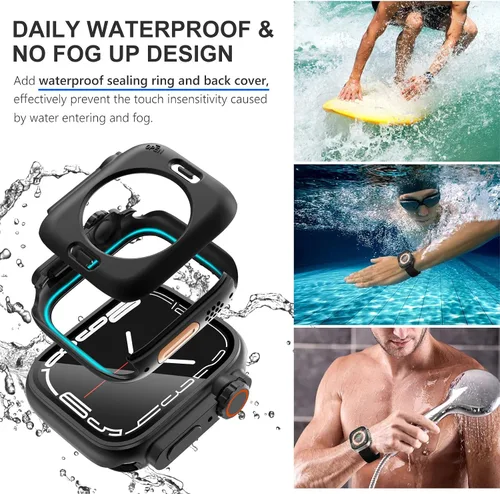 Vista 6 de WINGLE Funda impermeable 2 en 1 para Apple Watch de 1.732 pulgadas (1.732 in) Series 6, 5, 4 SE 【Parece Apple Watch Ultra】, paquete de 2 cubiertas