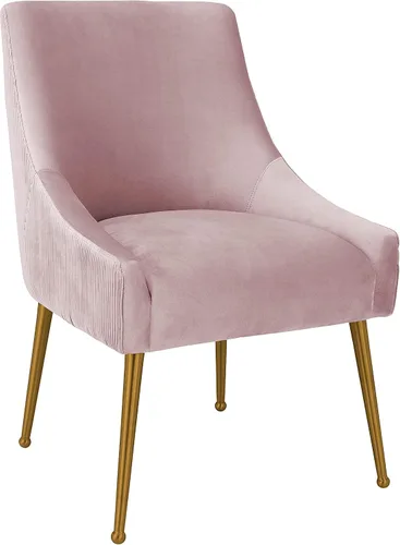 Vista 13 de Tov Furniture Beatrix - Silla auxiliar de comedor de terciopelo plisado (rubor)