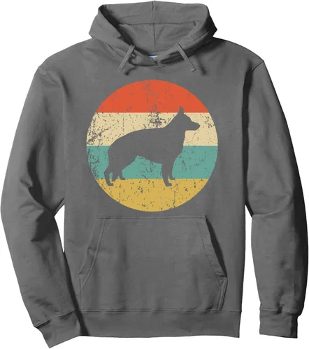 Vista 6 de Sudadera con capucha de pastor alemán, diseño retro de perro pastor alemán, Negro, S