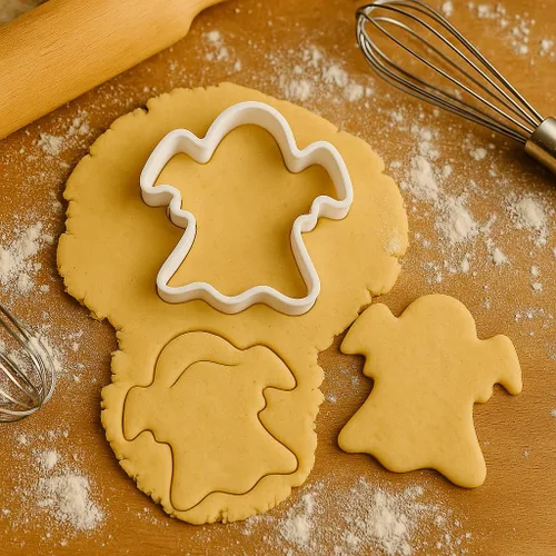Vista 2 de BBEventsINC - Cortador de galletas de Halloween con fantasma blanco, herramienta de hornear impresa en 3D hecha a mano para celebraciones, fiestas