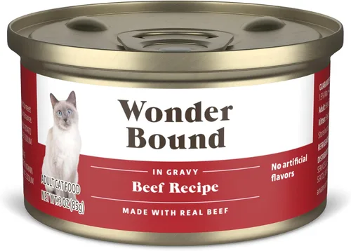 Vista 6 de Marca de Amazon - Wonder Bound, paquete variado de comida húmeda gourmet para gatos con salsa (pavo, pollo, ternera), aves, fabricada en EE. UU., 3