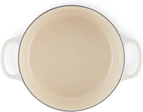 Vista 3 de Le Creuset Horno holandés redondo de hierro fundido esmaltado, 5.5 cuartos de galón, Merengue